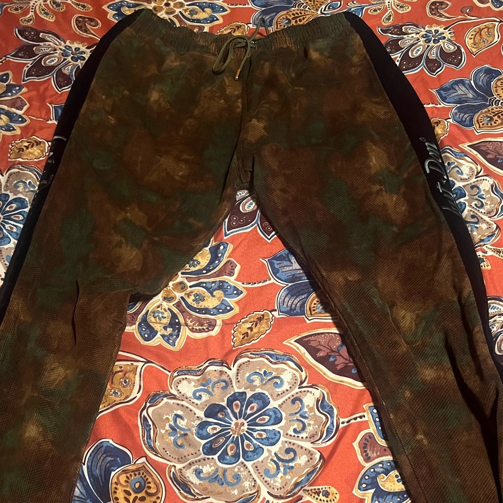 NWT JUST DON Green & Brown Camo Corduroy Tearaway Pants